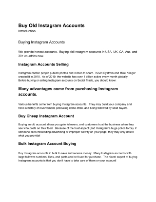 Buy Old Instagram Accounts