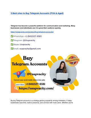 3 Best sites to Buy Telegram Accounts (PVA & Aged)