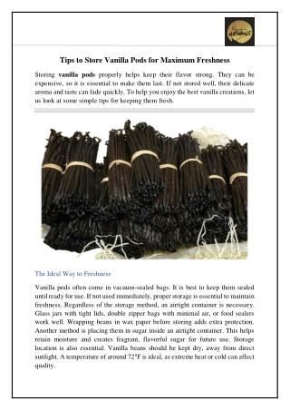 Tips to Store Vanilla Pods for Maximum Freshness