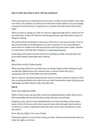 How To Style Your Kids in 2023 .The Dos and Don'ts