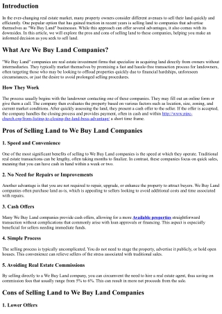 The Pros and Cons of Selling Land to We Buy Land Companies