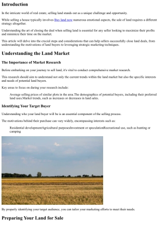 The Art of Closing the Deal When Selling Land