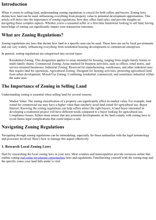 Selling Land: Understanding Zoning Regulations
