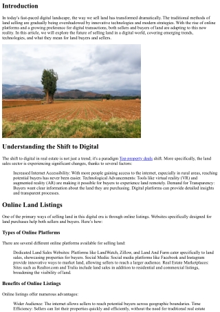 The Future of Selling Land in a Digital World
