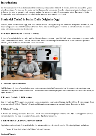 Storia dei Casinò in Italia: Dalle Origini a Oggi