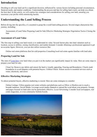 Finding the Best Deal: Selling Your Land Wisely