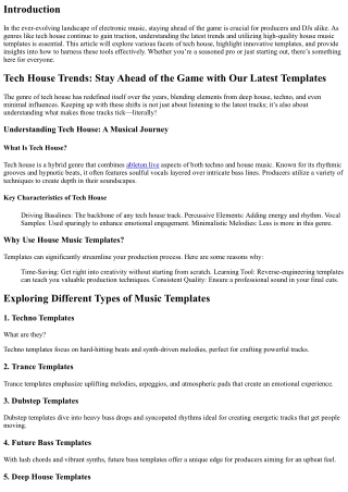 Tech House Trends: Stay Ahead of the Game with Our Latest Templates