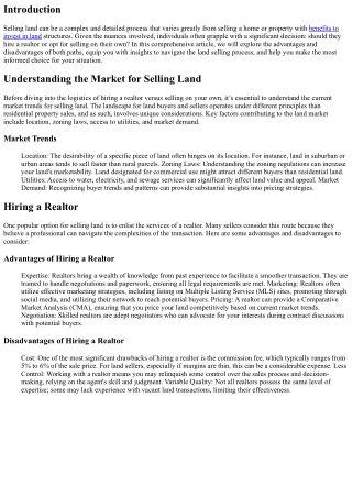 Selling Land: Hiring a Realtor vs. Selling on Your Own