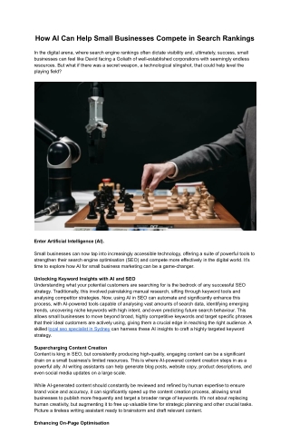 How AI Can Help Small Businesses Compete in Search Rankings