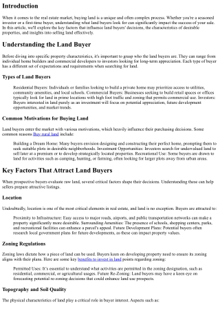 Land Buyer Insights: What They Look for in a Property