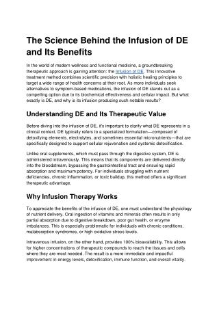 The Science Behind the Infusion of DE and Its Benefits