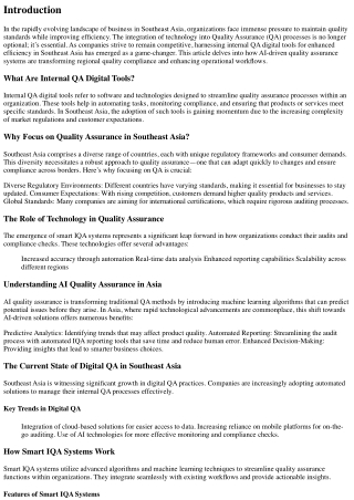 Harnessing Internal QA Digital Tools for Enhanced Efficiency in Southeast Asia