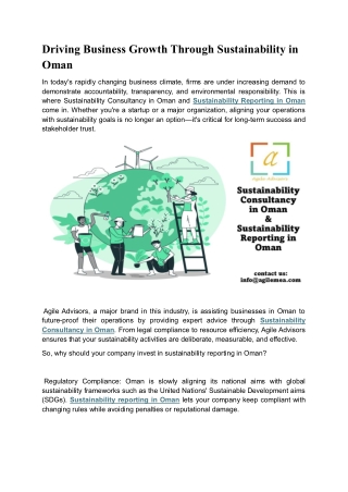 Driving Business Growth Through Sustainability in Oman
