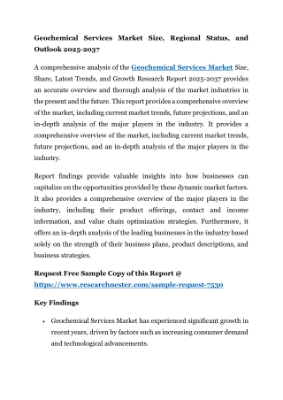 Geochemical Services Market