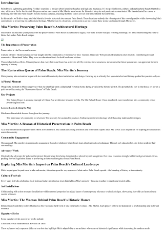 “Mia Martin's Favorite Historical Sites to Visit Around Palm Beach”