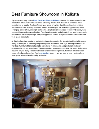 Best Furniture Showroom in Kolkata