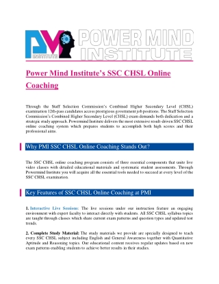 SSC CHSL Online Coaching | Live & Recorded Classes – Power Mind Institute