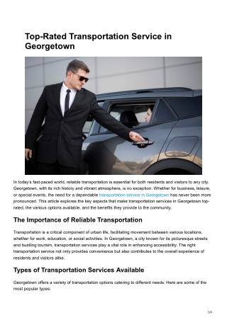 Transportation Service In Georgetown