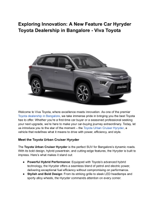 Exploring Innovation_ A New Features Car  Hyryder Toyota Dealerships in Bangalore - Viva Toyota