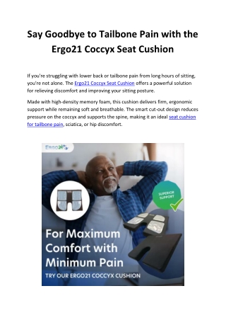 Ergo21 Coccyx Seat Cushion – Best Seat Cushion for Tailbone Pain Relief