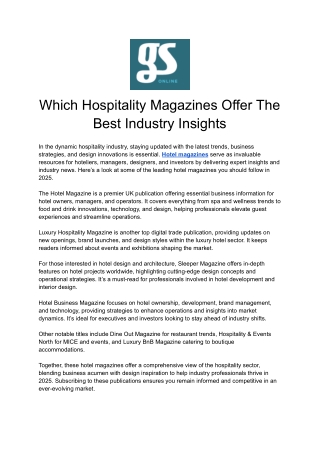 Which Hospitality Magazines Offer The Best Industry Insights