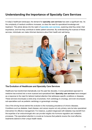 Understanding the Importance of Specialty Care Services
