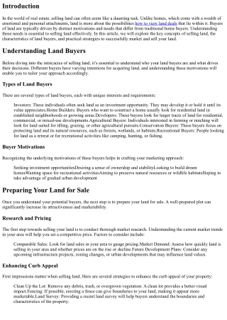 Sell Land Like a Pro: Understanding the Needs of Land Buyers