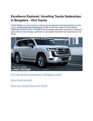 Excellence Explored_ Unveiling Toyota Dealerships in Bangalore - Viva Toyota
