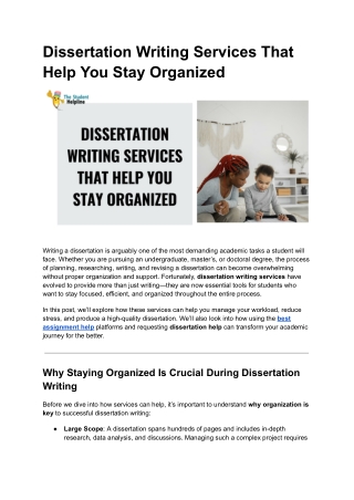 Dissertation Writing Services That Help You Stay Organized