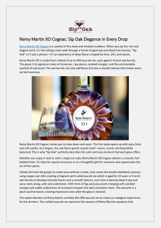 Remy Martin XO Cognac: Sip Oak Elegance in Every Drop