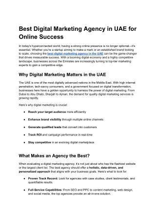 Best Digital Marketing Agency in UAE for Online Success