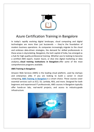 Azure Certification Training in Bangalore