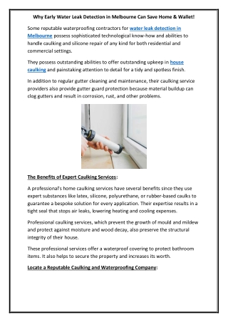 Why Early Water Leak Detection in Melbourne Can Save Home & Wallet!