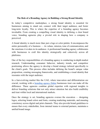 The Role of a Branding Agency in Building a Strong Brand Identity