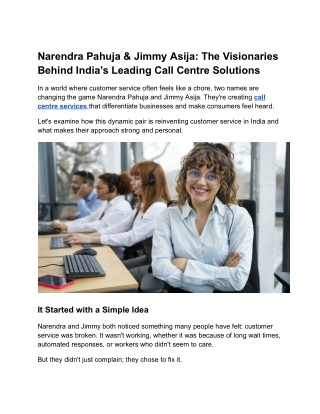 Transforming India's Call Centre Experience by Narendra Pahuja & Jimmy Asija