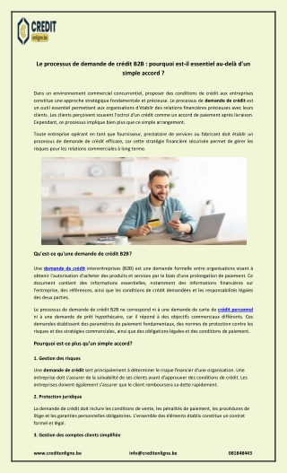 Le processus de demande de crédit B2B : pourquoi est-il essentiel au-delà d'un s