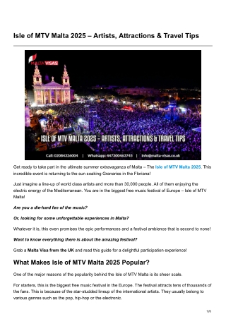 Isle of MTV Malta 2025 Artists Attractions Travel Tips