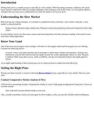 Strategies for Selling Land in a Slow Market