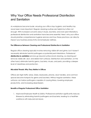 Why Your Office Needs Professional Disinfection and Sanitation