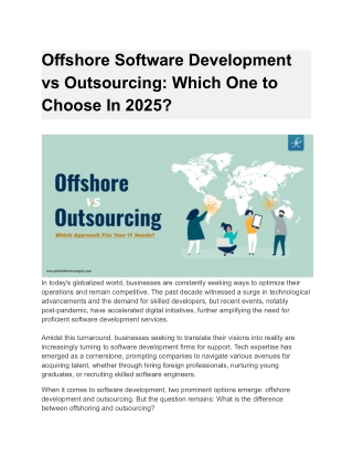 Offshore Software Development vs Outsourcing Which One to Choose In 2025