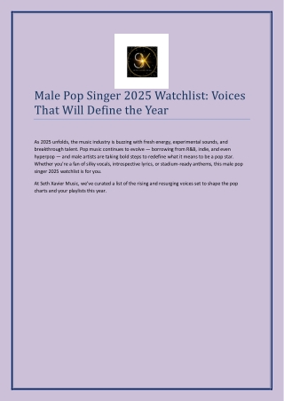 Male Pop Singer 2025 Watchlist: Voices That Will Define the Year