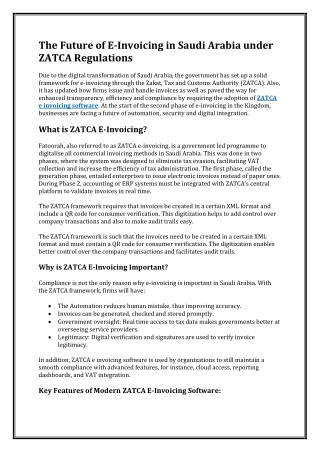 The Future of E-Invoicing in Saudi Arabia under ZATCA Regulations