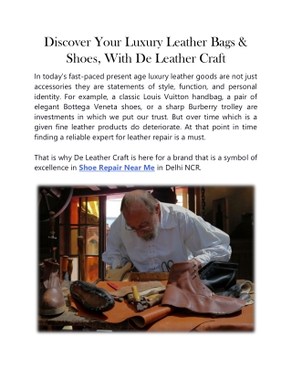 Discover Your Luxury Leather Bags & Shoe, With De Leather Craft