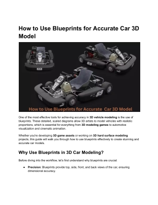 How to Use Blueprints for Accurate 3D Car Modeling