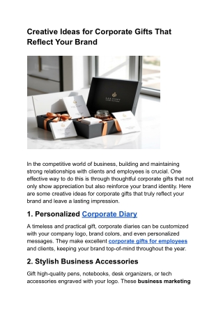 Creative Ideas for Corporate Gifts That Reflect Your Brand