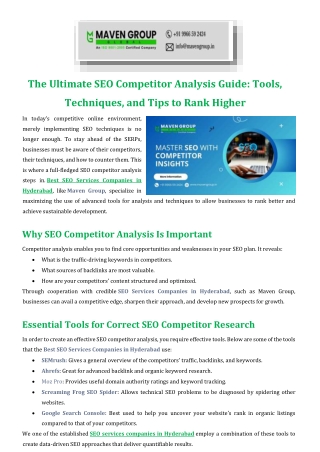 The Ultimate SEO Competitor Analysis Guide Tools, Techniques, and Tips to Rank Higher
