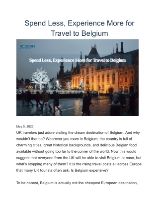 TRAVEL TO BELGIUM FROM UK - SAVING TIPS - Belgium Visa