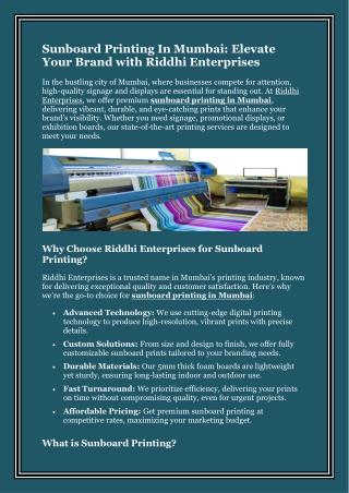 Sunboard Printing In Mumbai
