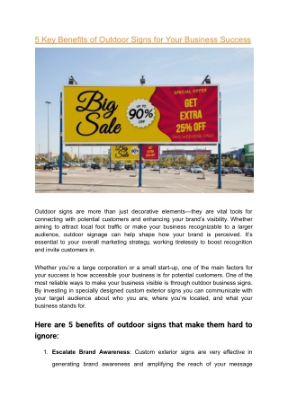 5 Key Benefits of Outdoor Signs for Your Business Success