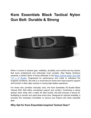 Kore Essentials Black Tactical Nylon Gun Belt_ Durable & Strong _ Blog Post Content 2 _ Month 2